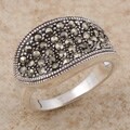 Sterling Silver Marcasite Flying Leaf Ring (Thailand)