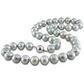 New York Pearls Sterling Silver FW Grey Pearl Necklace (9-10 mm)