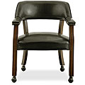 Dark Brown Vinyl Upholstered Caster Chair