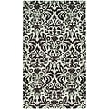 Hand-hooked Damask Sage/ Chocolate Wool Runner (2'6 x 4')