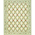 Hand-hooked Garden Trellis Ivory Wool Rug (7'9 x 9'9)
