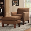 ETHAN HOME Uptown Mocha Microfiber Accent Chair and Ottoman