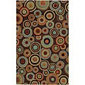 Hand-tufted Contemporary Multi Colored Circles Geometric Current New Zealand Wool Rug (5 x 8)