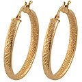 10k Rose Gold Textured Round Hoop Earrings