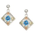 Silver and Black Hills Gold Blue Topaz Earrings