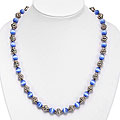 Silvertone Blue/ White Fusion Glass Necklace (Thailand)