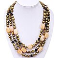 Agate/ Pearl/ Glass Silver Necklace (China) (13.5-14 mm)