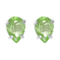 Sterling Silver Pear-cut Created Peridot Stud Earrings