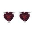Sterling Silver Garnet Heart-shape Stud Earrings