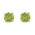 Sterling Silver Peridot Round Stud Earrings