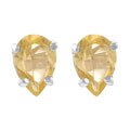 Sterling Silver Pear-cut Citrine Stud Earrings