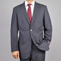 Carlo Lusso Men's Solid Charcoal Grey Two-button Suit