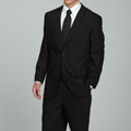 Carlo Lusso Men's Solid Black Tonal Two-button Suit
