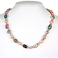 Silver Freshwater Pearl and Fluorite Necklace (20 mm)
