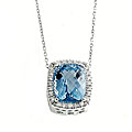 14k Gold Blue Topaz and 2/5ct TDW Diamond Necklace (H-I, I1)