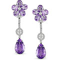 18k White Gold Amethyst and Rose de France Earrings