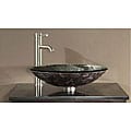 Tempered Glass Metallic Silver Sink Vessel 
