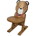 Handmade Acacia Wood Kids' Bear Design Chair (Thailand)