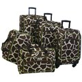 American Flyer Giraffe Green Giraffe Print 5-piece Spinner Luggage Set