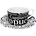 Konitz 'Cappuccino Writing' 7-ounce Cups/ Saucers (Set of 2)