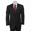 Austin Reed Men's Flat Front Trousers Solid Black Suit