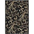 Cafe Black Floral Indoor/Outdoor Rug (7'6 x 10'6)