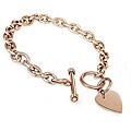 Roseplated Stainless Steel Heart Toggle Bracelet