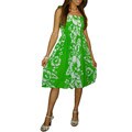 Hibiscus Design Green / White Tube Dress (Indonesia)