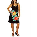 Hand-painted Hibiscus Mini Black Dress (Indonesia)