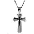 Stainless Steel Black Enamel 3-layer Cross Necklace