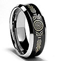 Men's Tungsten Black-plated Carbide Laser-etched Hellenistic Band (8 mm)