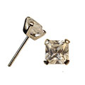 14k Yellow Gold Clear Cubic Zirconia Square Earrings