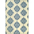 Hand-hooked Miff Ivory/ Blue Wool Rug (3'9 x 5'9)