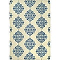 Hand-hooked Miff Ivory/ Blue Wool Rug (7'9 x 9'9)