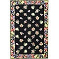 Hand-hooked Fruit Harvest Black Wool Rug (5'3 x 8'3)