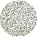 Hand-hooked Damask Beige-Yellow/ Grey Wool Rug (5'6 Round)