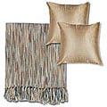 Blue/ Beige Throw Blanket and Decorative Pillows