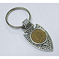 American Coin Treasures Indian Cent Silvertone Arrowhead Keyring