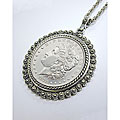 American Coin Treasures Morgan Silver Dollar Silvertone Necklace