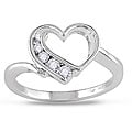 Miadora 10k White Gold 1/6ct TDW Diamond Heart Ring
