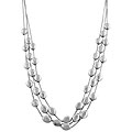 14k White Gold Three-row Satin Polished Bean Necklace