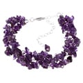 Stonique Creations Sterling Silver 3-strand Amethyst Chip Bracelet