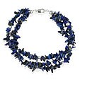 Stonique Creations Sterling Silver 3-strand Lapis Chip Bracelet