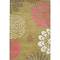 Custom rug advice Hand-tufted Giant Flowers Green Wool Rug (5' x 8')