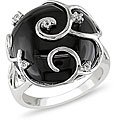 Sterling Silver Black Agate and White Topaz Ring