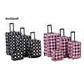 Rockland Deluxe Polka Dot 4-piece Expandable Luggage Set