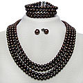 DaVonna Freshwater Chocolate Pearl Jewelry Set (6-7 mm)