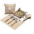 Set of 4 Khaki Kitchen Linens Gift Basket (India)