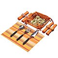 Set of 4 Orange Stripe Kitchen Linens Gift Basket (India)