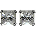 14k White Gold Clear Cubic Zirconia Square Stud Earrings